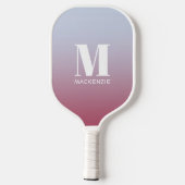 Modern Monogram Initiaal Naam Roze Blauw Verloop Pickleball Paddle (Achterkant)