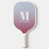 Modern Monogram Initiaal Naam Roze Blauw Verloop Pickleball Paddle (Voorkant)