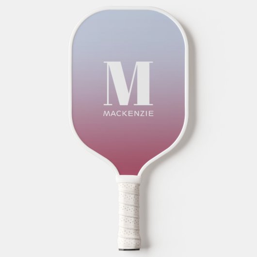 Modern Monogram Initiaal Naam Roze Blauw Verloop Pickleball Paddle (Voorkant)