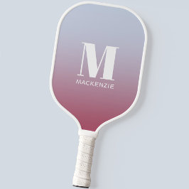Modern Monogram Initiaal Naam Roze Blauw Verloop Pickleball Paddle