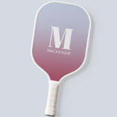 Modern Monogram Initiaal Naam Roze Blauw Verloop Pickleball Paddle