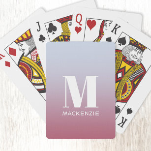 Modern Monogram Initiaal Naam Roze Blauw Verloop Pokerkaarten