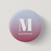 Modern Monogram Initiaal Naam Roze Blauw Verloop Ronde Button 3,2 Cm (Voorkant)