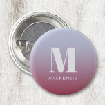 Modern Monogram Initiaal Naam Roze Blauw Verloop Ronde Button 3,2 Cm<br><div class="desc">Modern typografie minimalistisch monogram initiaal naam ontwerp dat kan worden gewijzigd om te personaliseren. Wit op een roze tot blauwe achtergrond.</div>