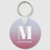 Modern Monogram Initiaal Naam Roze Blauw Verloop Sleutelhanger (Achterkant)