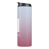 Modern Monogram Initiaal Naam Roze Blauw Verloop Thermosbeker (Geroteerd rechts)