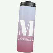 Modern Monogram Initiaal Naam Roze Blauw Verloop Thermosbeker
