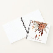Modern Monogram Initiaal Naam Terracotta Florals Notitieboek (Binnen)