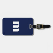 Modern Monogram Initiaal Navy blauw Bagagelabel (Voorkant horizontaal)