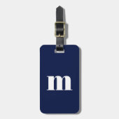 Modern Monogram Initiaal Navy blauw Bagagelabel (Voorkant verticaal)