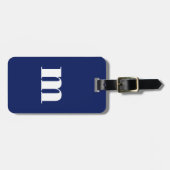 Modern Monogram Initiaal Navy blauw Bagagelabel (Voorkant horizontaal)