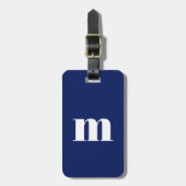Modern Monogram Initiaal Navy blauw Bagagelabel (Voorkant verticaal)