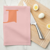 Modern Monogram Initiaal Pastel Roze en Oranje Theedoek (Quarter Fold)