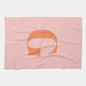 Modern Monogram Initiaal Pastel Roze en Oranje Theedoek (Horizontaal)