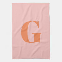 Modern Monogram Initiaal Pastel Roze en Oranje