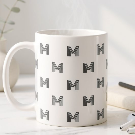 Modern Monogram Initiaal Patroon Minimaal Koffiemok