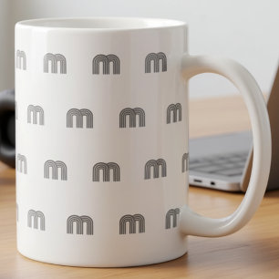 Modern Monogram Initiaal Patroon Minimaal Zwart Koffiemok