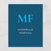 Modern Monogram Initiaal Plain Sky & Ocean Blue Flyer (Voorkant)
