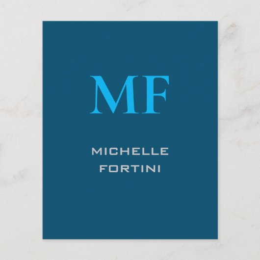 Modern Monogram Initiaal Plain Sky & Ocean Blue Flyer (Voorkant)