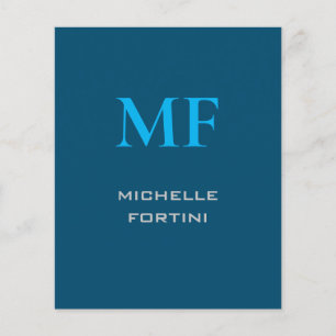 Modern Monogram Initiaal Plain Sky & Ocean Blue Flyer