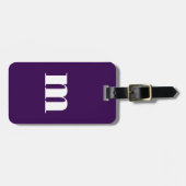 Modern Monogram Initiaal Plum Paarse Bagagelabel (Voorkant horizontaal)