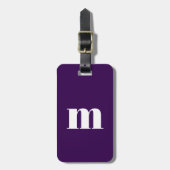 Modern Monogram Initiaal Plum Paarse Bagagelabel (Voorkant verticaal)