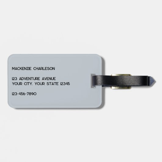 Modern Monogram Initiaal Powder Blue Bagagelabel (Achterkant horizontaal)