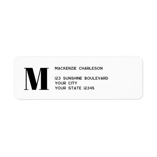 Modern Monogram Initiaal retouradres Etiket (Voorkant)