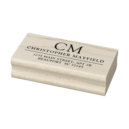 Modern Monogram Initiaal retouradres Rubber S Rubberstempel (Stempel)