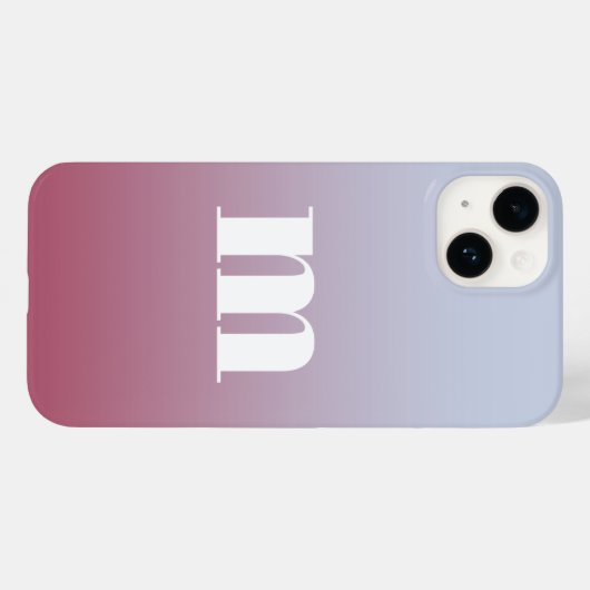 Modern Monogram Initiaal Roze Blauw Gradiënt Case-Mate iPhone Case (Achterkant (horizontaal))