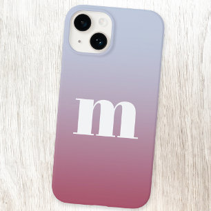 Modern Monogram Initiaal Roze Blauw Gradiënt Case-Mate iPhone 14 Hoesje