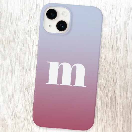 Modern Monogram Initiaal Roze Blauw Gradiënt Case-Mate iPhone Case