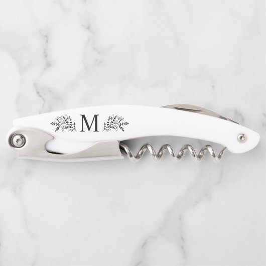 Modern Monogram Initiaal Rustic Botanical Kurkentrekker (Voorkant)