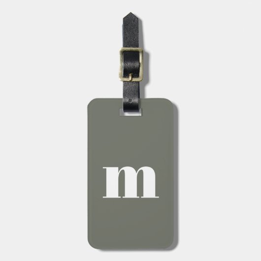 Modern Monogram Initiaal Sage Groen Bagagelabel (Voorkant verticaal)
