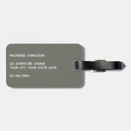 Modern Monogram Initiaal Sage Groen Bagagelabel (Achterkant horizontaal)