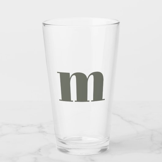 Modern Monogram Initiaal Sage Groen Glas (Voorkant)