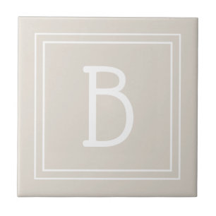 Modern Monogram Initiaal Sjabloon Tan Bruin Tegeltje