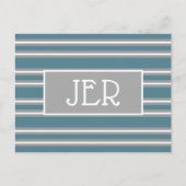 Modern Monogram Initiaal Sjabloon Turquoise Gray Briefkaart (Voorkant)