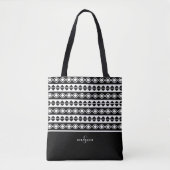 Modern monogram Initiaal Stijlvol Chic Black & Whi Tote Bag (Voorkant)