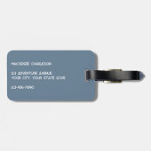 Modern Monogram Initiaal Stoffig Blauw Grijs Bagagelabel (Achterkant horizontaal)