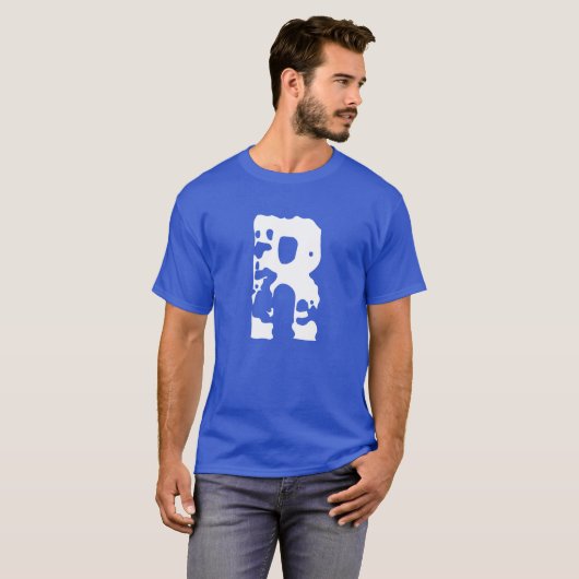 Modern Monogram Initiaal Voeg Jouw tekst Deep Blue T-shirt (Voorkant volledig)