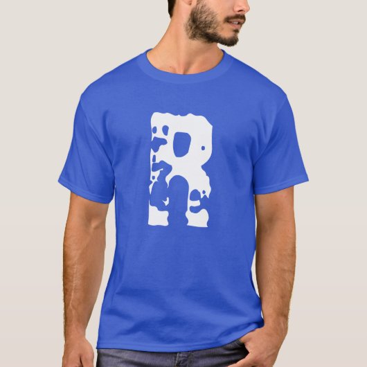 Modern Monogram Initiaal Voeg Jouw tekst Deep Blue T-shirt (Voorkant)