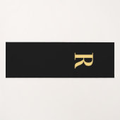 Modern Monogram Initiaal Zwart Goud Yogamat (Voorkant (horizontaal))