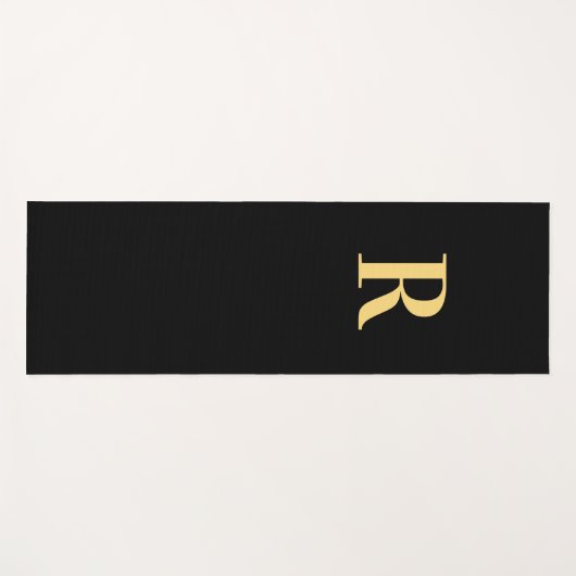 Modern Monogram Initiaal Zwart Goud Yogamat (Voorkant (horizontaal))