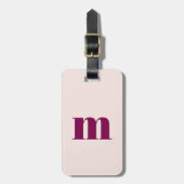 Modern Monogram Initial Blush Pink Burgundy Bagagelabel (Voorkant verticaal)