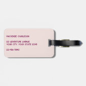 Modern Monogram Initial Blush Pink Burgundy Bagagelabel (Achterkant horizontaal)