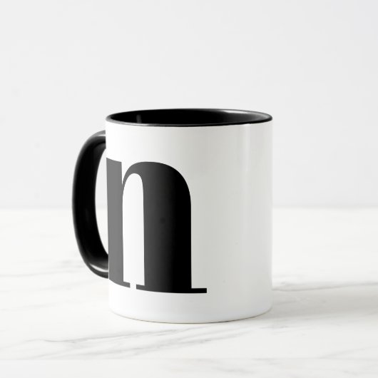 Modern Monogram Initial Letter N Black and White Mok (Voorkant links)