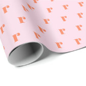 Modern Monogram Initial Letter Pastel Pink Orange Cadeaupapier (Rol Hoek)