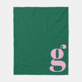 Modern Monogram Initial Letter Pink Green Preppy Fleece Deken (Voorkant)