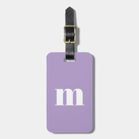 Modern Monogram Initial Lilac Pastel Bagagelabel (Voorkant verticaal)